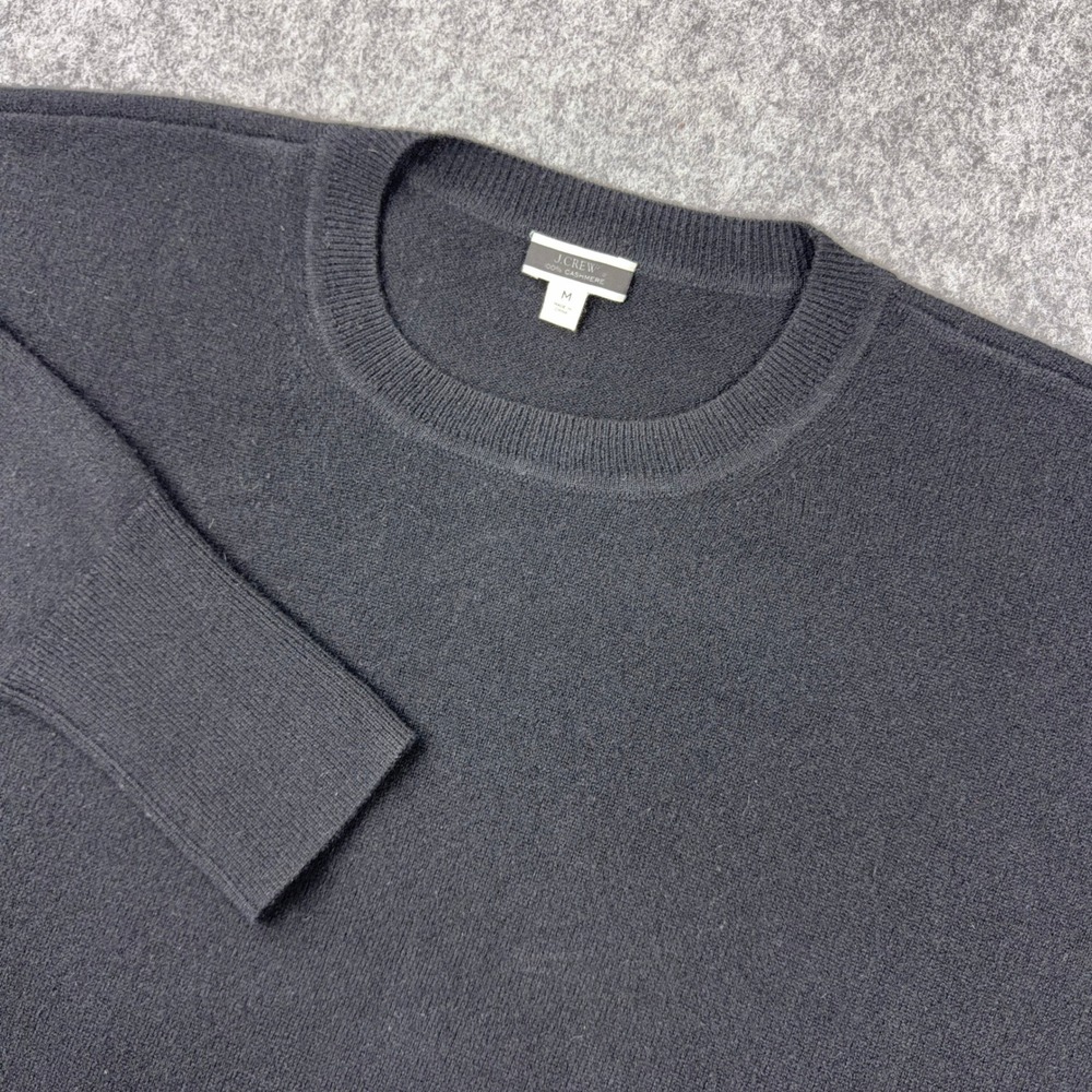 J Crew 100% Cashmere Sweater Womens Medium Black Boyfriend Crewneck Oversized